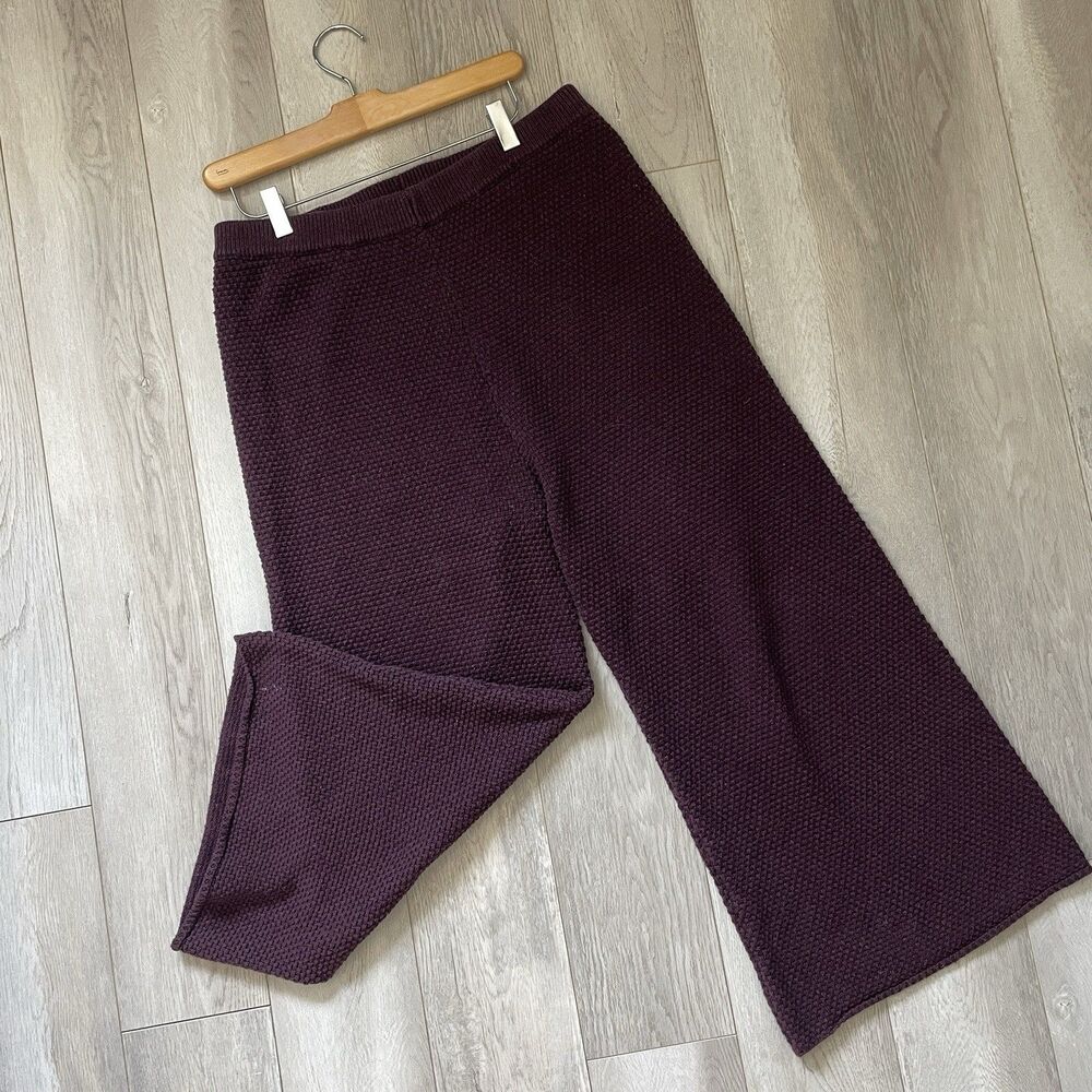 Free People Sweatpants cotton pullon wide leg crop hailee womens Burgundy medium